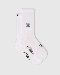 Fingerscrossed Sock Iconic Thank You Cycling White