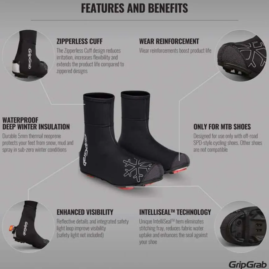 Gripgrab Arctic X Waterproof Deep Winter MTB/CX Shoe Cover Black