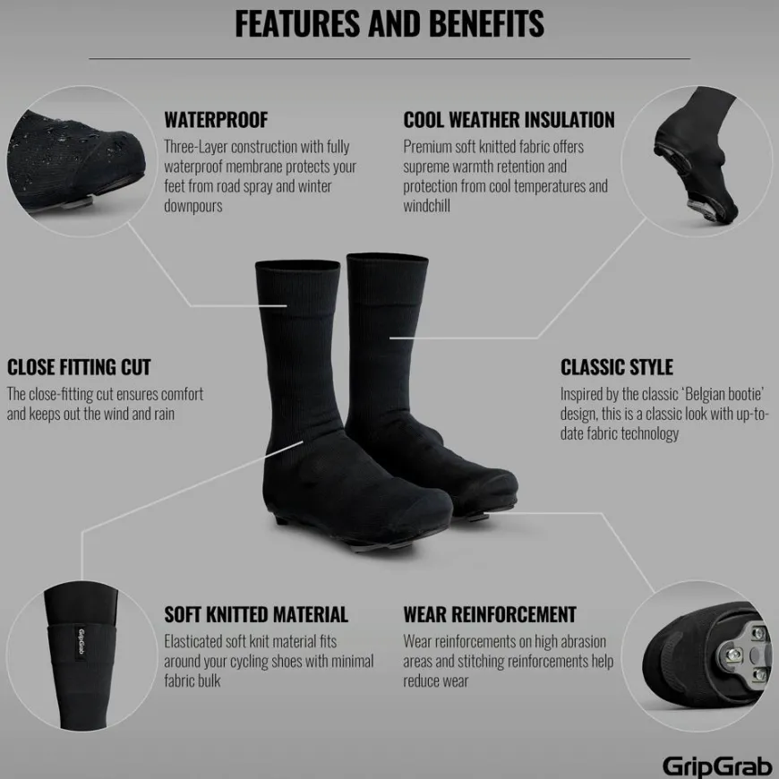 Gripgrab Flandrien Waterproof Knitted Road Shoe Cover Navy Navy Blue