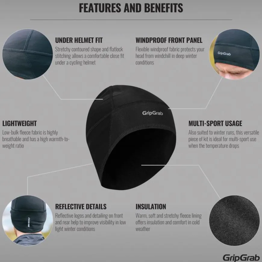 Gripgrab Skull Cap Windster Black